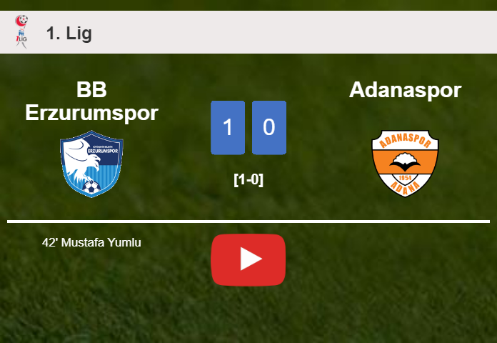 BB Erzurumspor prevails over Adanaspor 1-0 with a goal scored by M. Yumlu. HIGHLIGHTS