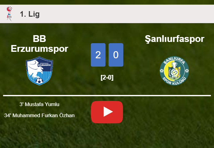 BB Erzurumspor tops Şanlıurfaspor 2-0 on Sunday. HIGHLIGHTS