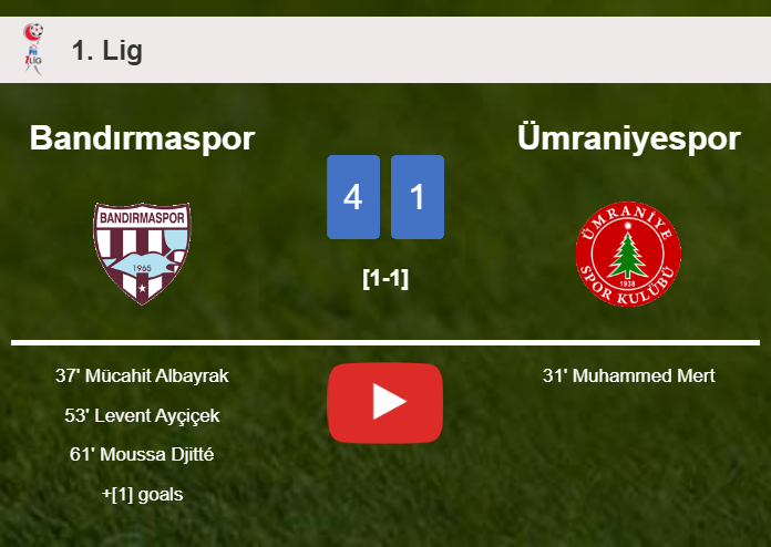 Bandırmaspor wipes out Ümraniyespor 4-1 with a fantastic performance. HIGHLIGHTS