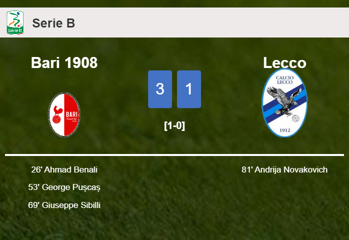 Bari 1908 prevails over Lecco 3-1