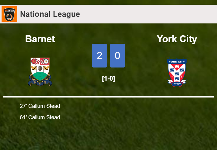 C. Stead scores 2 goals to give a 2-0 win to Barnet over York City