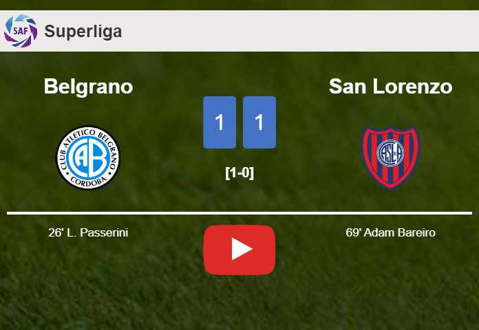 Belgrano and San Lorenzo draw 1-1 on Wednesday. HIGHLIGHTS