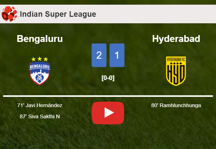 Bengaluru steals a 2-1 win against Hyderabad. HIGHLIGHTS