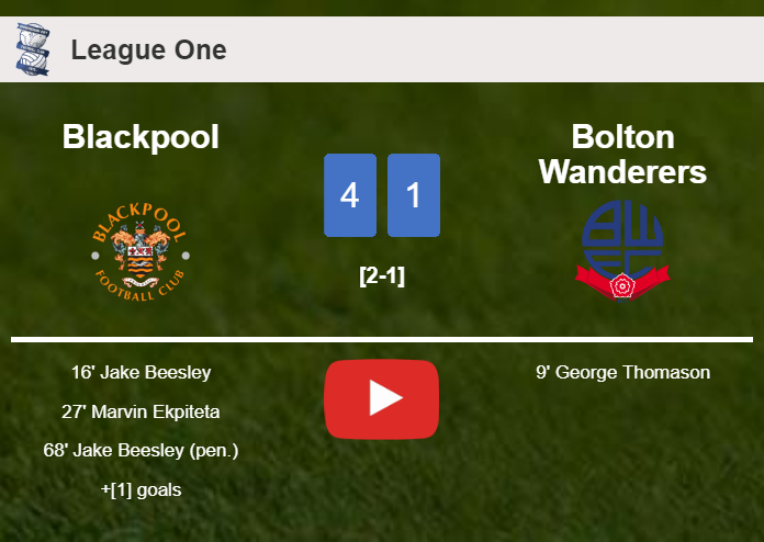 Blackpool liquidates Bolton Wanderers 4-1 with a great performance. HIGHLIGHTS