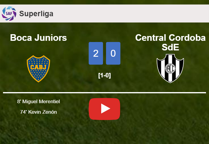 Boca Juniors defeats Central Cordoba SdE 2-0 on Wednesday. HIGHLIGHTS
