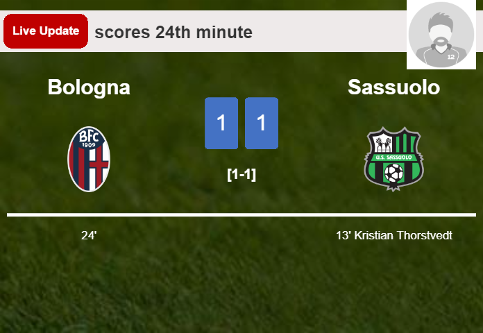 LIVE UPDATES. Bologna draws Sassuolo with a goal from Joshua Zirkzee in the 24th minute and the result is 1-1