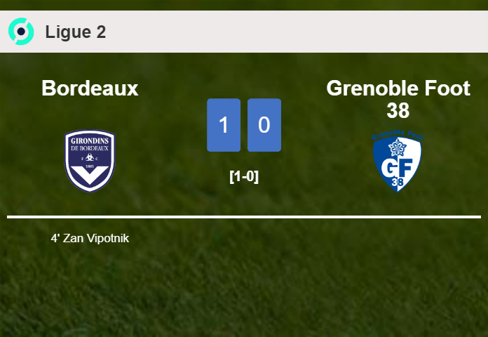 Bordeaux tops Grenoble Foot 38 1-0 with a goal scored by Z. Vipotnik
