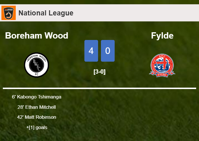 Boreham Wood obliterates Fylde 4-0 with a fantastic performance