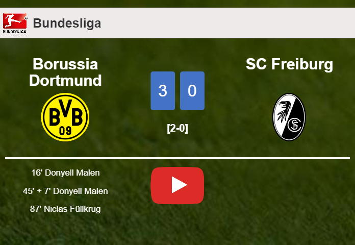 Borussia Dortmund estinguishes SC Freiburg with 2 goals from D. Malen. HIGHLIGHTS