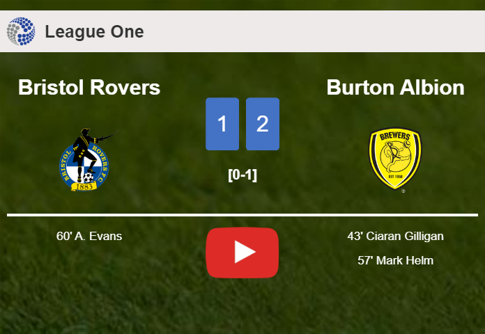 Burton Albion overcomes Bristol Rovers 2-1. HIGHLIGHTS