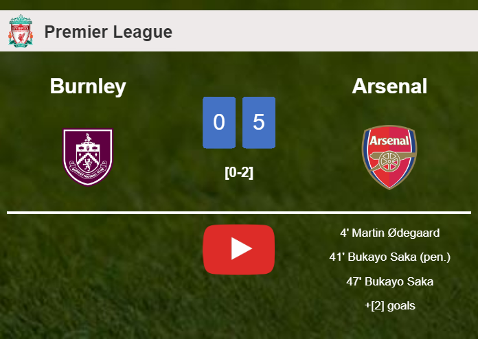 Arsenal tops Burnley 5-0 after playing a incredible match. HIGHLIGHTS
