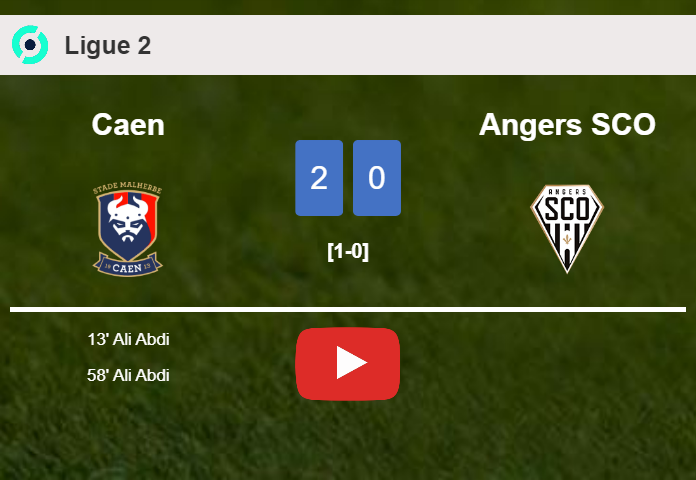 A. Abdi scores a double to give a 2-0 win to Caen over Angers SCO. HIGHLIGHTS