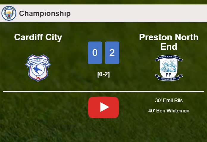Preston North End conquers Cardiff City 2-0 on Saturday. HIGHLIGHTS