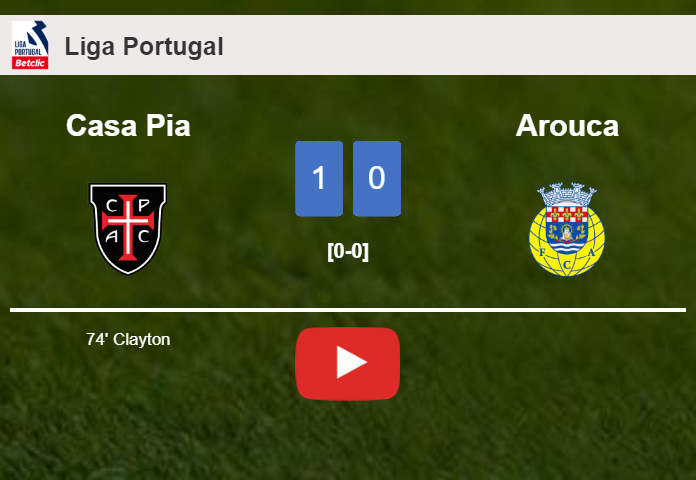 Casa Pia prevails over Arouca 1-0 with a goal scored by Clayton. HIGHLIGHTS