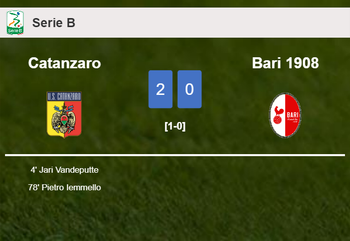 Catanzaro prevails over Bari 1908 2-0 on Tuesday