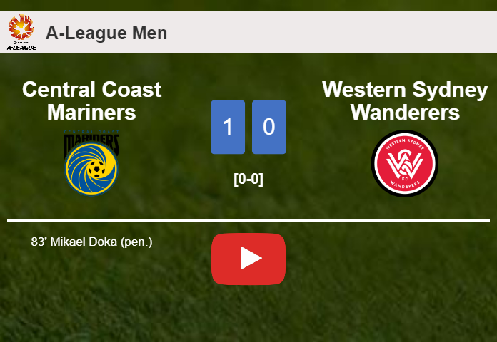 Central Coast Mariners defeats Western Sydney Wanderers 1-0 with a goal scored by M. Doka. HIGHLIGHTS