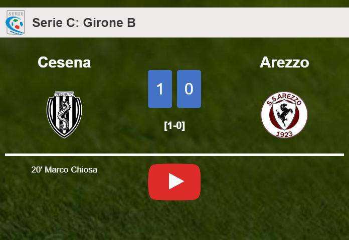 Cesena tops Arezzo 1-0 with a late and unfortunate own goal from M. Chiosa. HIGHLIGHTS