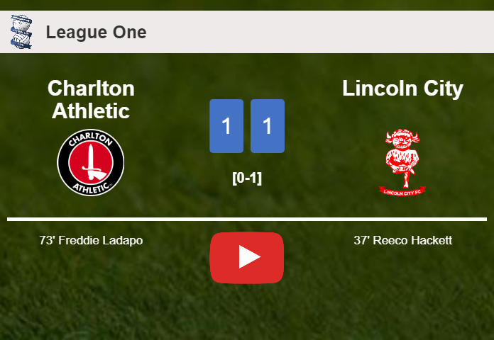 Charlton Athletic and Lincoln City draw 1-1 on Tuesday. HIGHLIGHTS