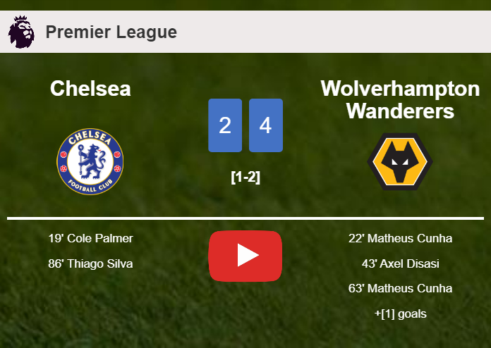 Wolverhampton Wanderers overcomes Chelsea 4-2. HIGHLIGHTS