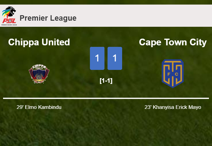 Chippa United and Cape Town City draw 1-1 on Saturday