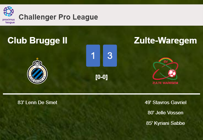 Zulte-Waregem tops Club Brugge II 3-1