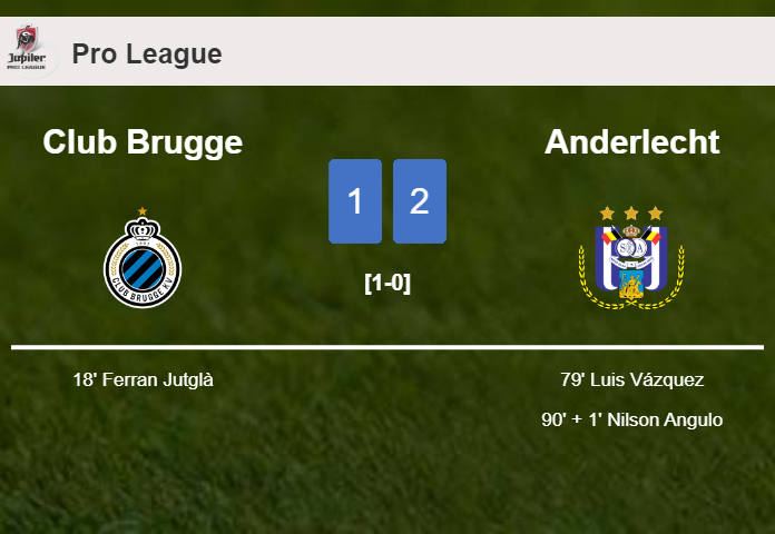Anderlecht recovers a 0-1 deficit to prevail over Club Brugge 2-1