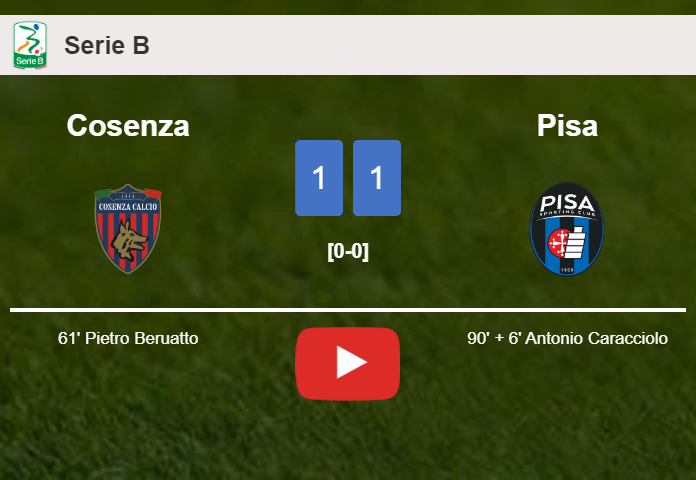 Pisa seizes a draw against Cosenza. HIGHLIGHTS