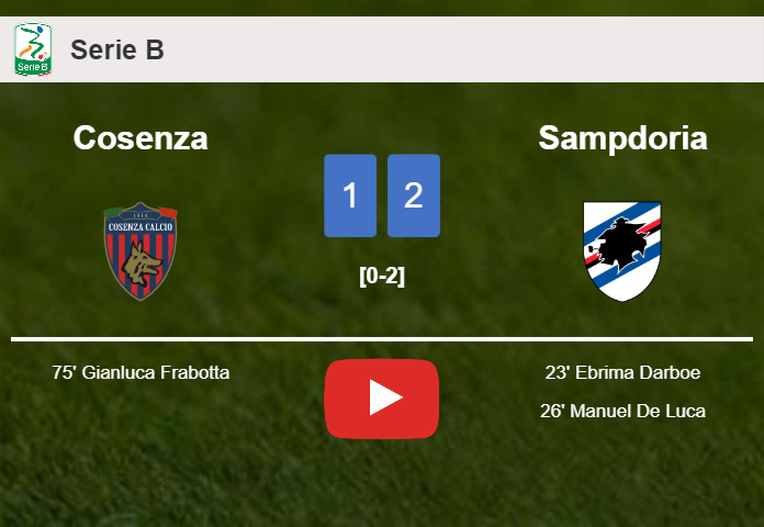 Sampdoria defeats Cosenza 2-1. HIGHLIGHTS