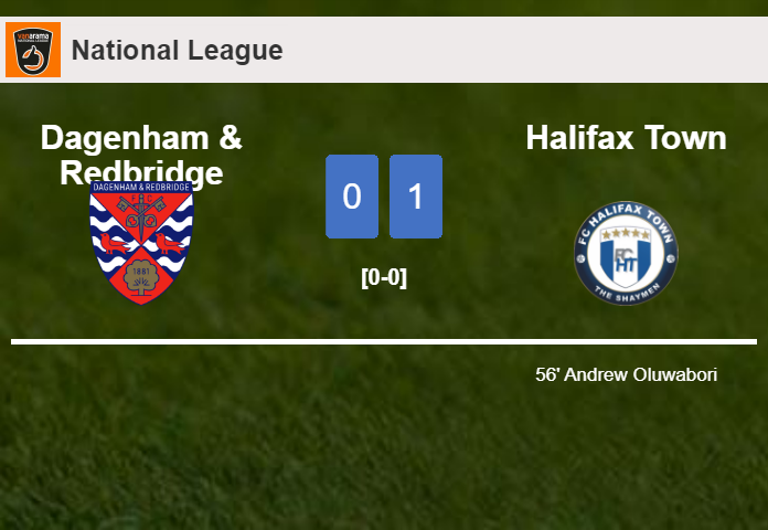Halifax Town beats Dagenham & Redbridge 1-0 with a goal scored by A. Oluwabori