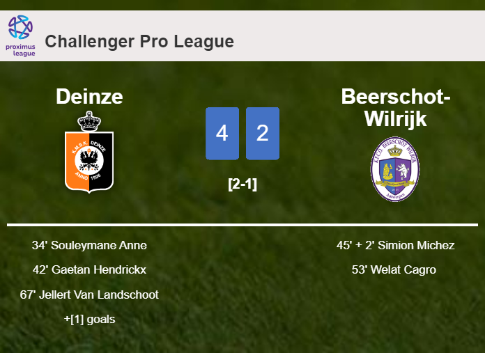Deinze beats Beerschot-Wilrijk 4-2