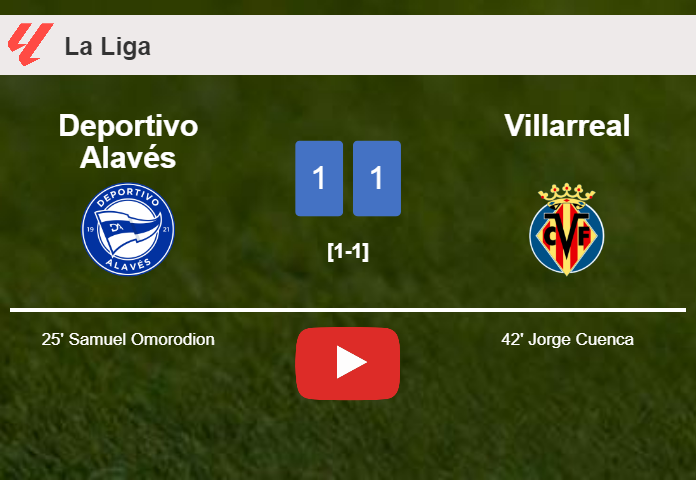 Deportivo Alavés and Villarreal draw 1-1 on Saturday. HIGHLIGHTS