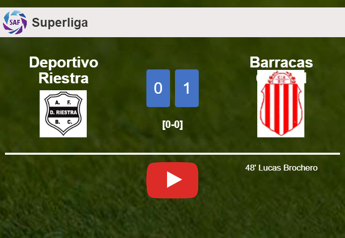Barracas Central beats Deportivo Riestra 1-0 with a goal scored by L. Brochero. HIGHLIGHTS