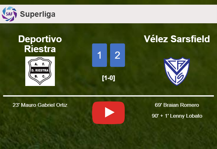 Vélez Sarsfield recovers a 0-1 deficit to conquer Deportivo Riestra 2-1. HIGHLIGHTS