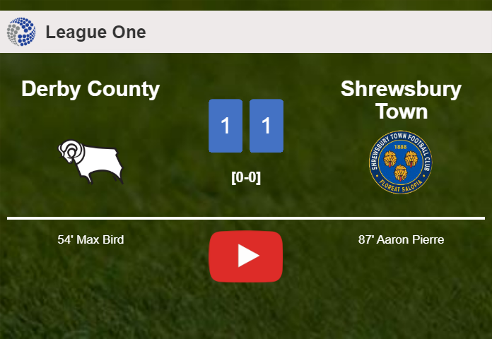 Shrewsbury Town grabs a draw against Derby County. HIGHLIGHTS