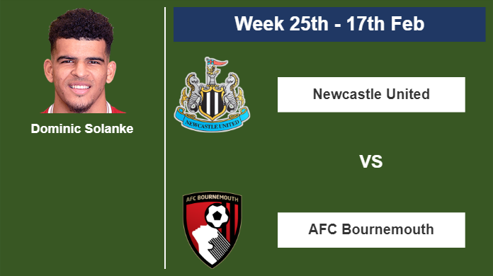 FANTASY PREMIER LEAGUE. Dominic Solanke statistics before the match vs Newcastle United on Saturday 17th of February for the 25th week.