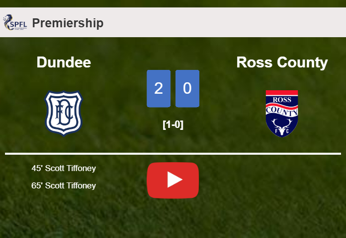 S. Tiffoney scores 2 goals to give a 2-0 win to Dundee over Ross County. HIGHLIGHTS