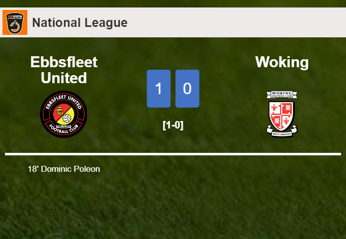 Ebbsfleet United defeats Woking 1-0 with a goal scored by D. Poleon