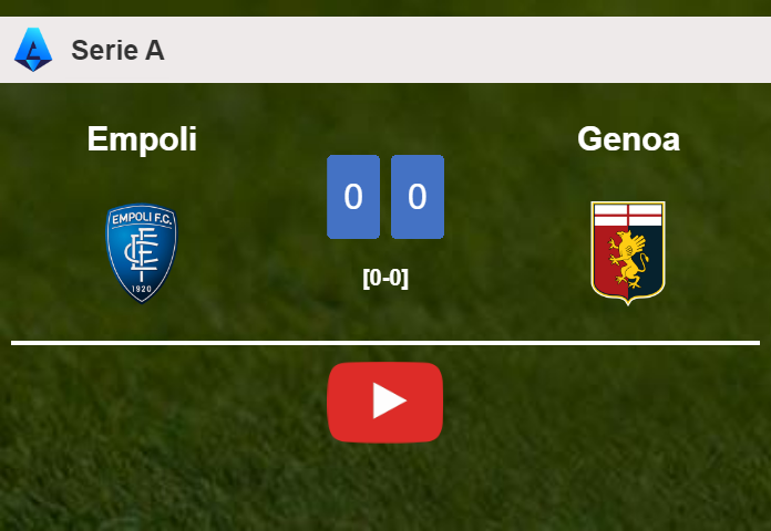 Empoli draws 0-0 with Genoa on Saturday. HIGHLIGHTS