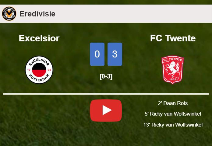 FC Twente defeats Excelsior 3-0. HIGHLIGHTS