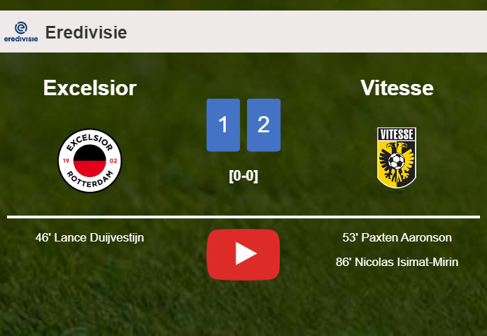 Vitesse recovers a 0-1 deficit to beat Excelsior 2-1. HIGHLIGHTS