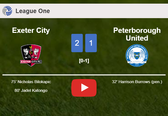 Exeter City recovers a 0-1 deficit to best Peterborough United 2-1. HIGHLIGHTS