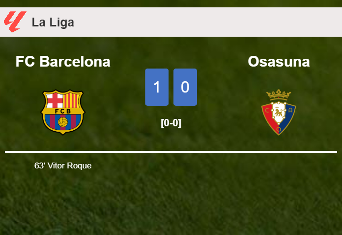 FC Barcelona prevails over Osasuna 1-0 with a goal scored by V. Roque