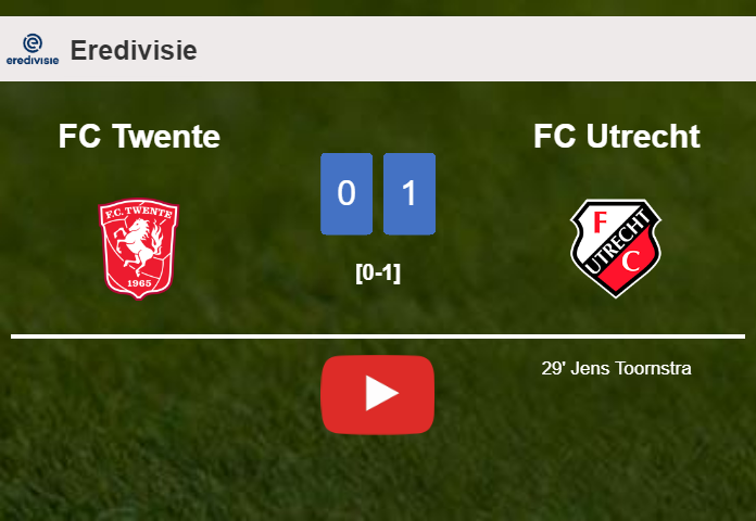 FC Utrecht overcomes FC Twente 1-0 with a goal scored by J. Toornstra. HIGHLIGHTS