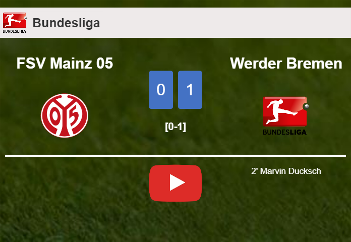 Werder Bremen conquers FSV Mainz 05 1-0 with a goal scored by M. Ducksch. HIGHLIGHTS