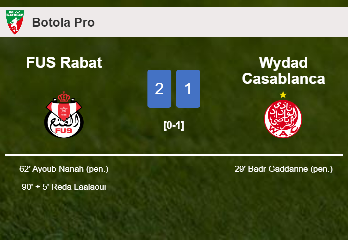 FUS Rabat recovers a 0-1 deficit to defeat Wydad Casablanca 2-1