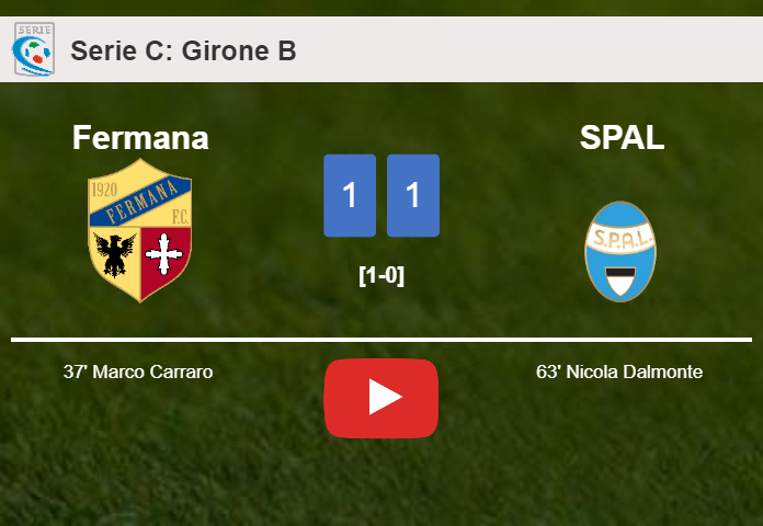 Fermana and SPAL draw 1-1 on Sunday. HIGHLIGHTS