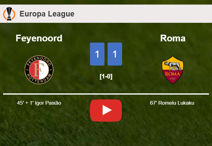 Feyenoord and Roma draw 1-1 on Thursday. HIGHLIGHTS