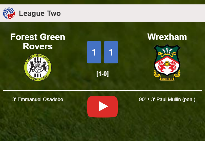 Wrexham clutches a draw against Forest Green Rovers. HIGHLIGHTS