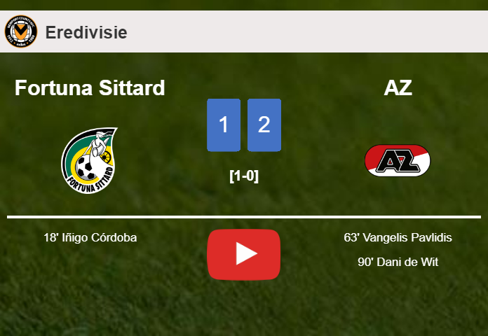 AZ recovers a 0-1 deficit to defeat Fortuna Sittard 2-1. HIGHLIGHTS