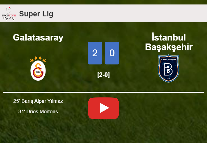 Galatasaray prevails over İstanbul Başakşehir 2-0 on Saturday. HIGHLIGHTS